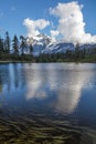 Mount Shuksan reflections in Picture Lake - vertical image Royalty Free Stock Photo