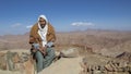 Mount Sinai , Mount Moses , Egypt - March 4,2019 : Portrait of a Bedouin Guide on the summit of Mount Sinai in Egypt Royalty Free Stock Photo