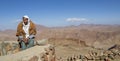Mount Sinai , Mount Moses , Egypt - March 4,2019 : Portrait of a Bedouin Guide on the summit of Mount Sinai in Egypt Royalty Free Stock Photo