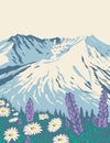 The Mount St Helens National Volcanic Monument Within Gifford Pinchot National Forest in Washington State WPA Poster Art Royalty Free Stock Photo