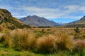Mount Sunday and surrounding mountain ranges, used in filming Lord of the Rings movie Edoras scene in New Zealand