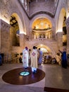 MOUNT TABOR, ISRAEL, July 10, 2015: Inside the Church of the Transfiguration on Mount Tabor Royalty Free Stock Photo