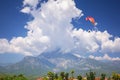 The Mount Tahtali in sunny day with paraglider near Tekirova, Turkey