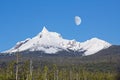 Mount Thielsen with winter moon