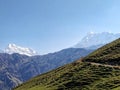 Mount Trishul and Mount Nanda Ghunti as seen from Roopkund trek in Uttrakhand India.