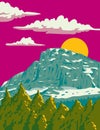 Mount Tymphe within Vikos-Aoos National Park Greece WPA Art Deco Poster Royalty Free Stock Photo