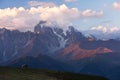 Mount Ushba in clouds Royalty Free Stock Photo