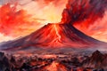 Mount Vesuvius erupting. Generative AI