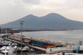 Mount Vesuvius and Gulf of Naples with Circolo Canottieri Napoli, the Naples Rowing Club on the