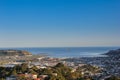 Mount Victoria lookout, wellington city view with cargo ship sailing in the blue ocean in the background. Royalty Free Stock Photo