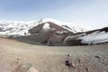 Mount volcano Etna, volcanic crater with snow. Sicily, Italy. Royalty Free Stock Photo