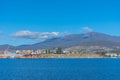 Mount Wellington above industrial port of Hobart in Australia Royalty Free Stock Photo