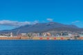 Mount Wellington above industrial port of Hobart in Australia Royalty Free Stock Photo