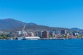 Mount Wellington above port of Hobart in Australia Royalty Free Stock Photo