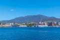 Mount Wellington above port of Hobart in Australia Royalty Free Stock Photo