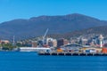 Mount Wellington above port of Hobart in Australia Royalty Free Stock Photo