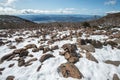 Mount Wellington covered by snow in winter season of Hobart the capital town in Tasmania.