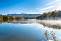 Mountaiin lake on an autumn morning Royalty Free Stock Photo