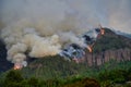 Mountain ablaze with forest fire.