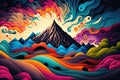 Mountain abstract rt design background with colorful vivid color. Flawless