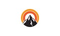 Mountain with abstract sun color logo symbol vector icon illustration graphic design Royalty Free Stock Photo
