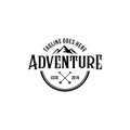 Mountain adventure badge, label, emblem or logo design vector template. outdoor activities icon. hiking/climbing icon Royalty Free Stock Photo