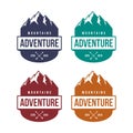 Mountain adventure badge, label, emblem or logo design vector template. outdoor activities icon. hiking/climbing icon Royalty Free Stock Photo