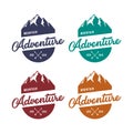 Mountain adventure badge, label, emblem or logo design vector template. outdoor activities icon. hiking/climbing icon