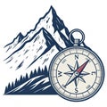 Mountain adventure compass navigation and wilderness exploration Royalty Free Stock Photo