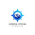 mountain adventure logo design. compass icon symbol Royalty Free Stock Photo