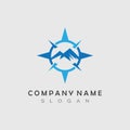 Mountain adventure logo design. Compass icon symbol.