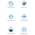 Mountain adventure logo design. Compass icon symbol.
