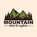 Mountain Adventure Logo, Emblems, and Badges. Camp in Forest Vector Illustration Design Elements Template