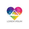 Creative mountain and love logo design.