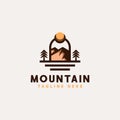 Mountain Adventure and Outdoor Vintage Logo Template. Badge or Emblem Style. Vector Illustration Royalty Free Stock Photo