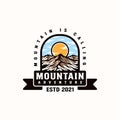 Mountain Adventure and Outdoor Vintage Logo Template. Badge or Emblem Style. Vector Illustration Royalty Free Stock Photo