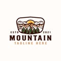 Mountain Adventure and Outdoor Vintage Logo Template. Badge or Emblem Style. Vector Illustration Royalty Free Stock Photo