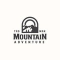 Mountain Adventure and Outdoor Vintage Logo Template. Badge or Emblem Style. Vector Illustration Royalty Free Stock Photo
