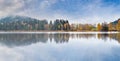 Mountain alpine autumn lake Schwarzsee, Kitzbuhel, Tirol, Austria Alps