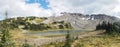 Mountain and alpine lake landscapes on a sunny day at the Garibaldi Lake Panorama Ridge with Black Tusk Peak in British Columbia, Royalty Free Stock Photo