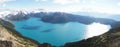 Mountain and alpine lake landscapes on a sunny day at the Garibaldi Lake Panorama Ridge with Black Tusk Peak in British Columbia, Royalty Free Stock Photo