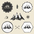Mountain alpinism vintage icon flat web sign symbol logo label
