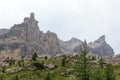 Mountain alps panorama with mountain Cima Sella in Brenta Dolomites with clouds, Italy Royalty Free Stock Photo