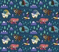 Mountain animals pattern in ethnic style. Stylish vector graphics for children`s design Royalty Free Stock Photo