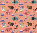 Mountain animals pattern in ethnic style. Vector illustration Royalty Free Stock Photo