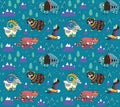 Mountain animals pattern in ethnic style. Vector illustration Royalty Free Stock Photo