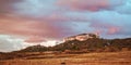 Mountain area and desert landscape. Greenery on hills. Virgin nature, countryside and summer time concept, copy space Royalty Free Stock Photo