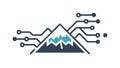 Mountain as a cyber network hub, interconnected digital pathways, vector design Generative AI Royalty Free Stock Photo