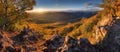 Mountain with autumn forest landcape - Nice panoramic view from peak Royalty Free Stock Photo