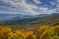 The mountain autumn landscape with colorful forest. Golden autumn in the forest. Caucasus mountains, Adygea, Russia Royalty Free Stock Photo